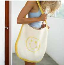 Load image into Gallery viewer, Happy Face Knit Tote Bag
